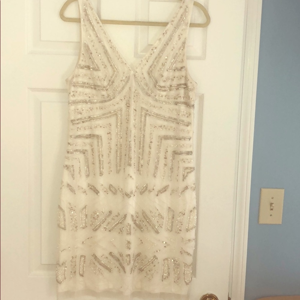 Adrianna Papell White Sparkle Dress